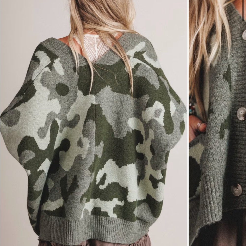 BUCKETLIST Oversized Camo Cardigan - Picture 3 of 5